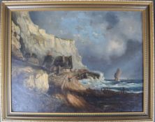 19TH CENTURY OIL ON CANVAS LANDSCAPE SCENE PAINTING