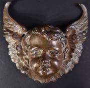 19TH CENTURY BRONZE CHERUB FACE MASK