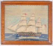 19TH CENTURY SAILORS SHIPS WOOLWORK - HMS PRINCESS ROYAL