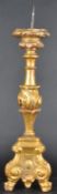 19TH CENTURY CARVED GILT WOOD CHURCH ALTAR CANDLESTICK