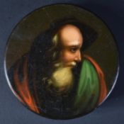 19TH CENTURY PAPIER MACHE SNUFF BOX WITH PORTRAIT
