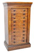 19TH CENTURY VICTORIAN WALNUT WELLINGTON CHEST