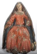 19TH CENTURY CARVED OAK FIGURE OF MARY