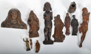 COLLECTION OF 19TH CENTURY CARVED WOODEN RELIGIOUS FIGURES