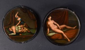 19TH CENTURY PAPIER MACHE EROTIC SNUFF BOX BASE