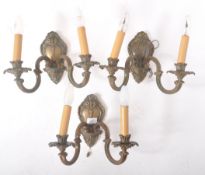 MATCHING SET OF THREE DUAL ARM WALL LIGHT SCONCES