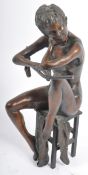 20TH CENTURY BRONZE NUDE BALLERINA ON CHAIR