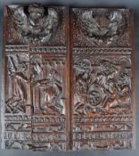 PAIR OF CARVED OAK CHURCH PANELS