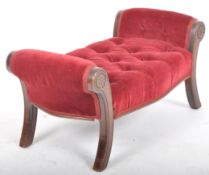 19TH CENTURY VICTORIAN MAHOGANY AND VELVET GOUT STOOL