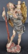 MID CENTURY WOODEN CARVING OF ST CHRISTOPHER