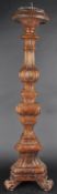 TALL CARVED WOOD BAROQUE CHURCH ALTAR CANDLESTICK