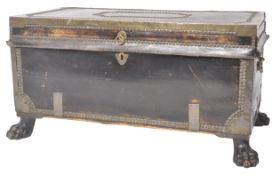 REGENCY PERIOD LEATHER AND BRASS BOUND CAMPAIGN CHEST