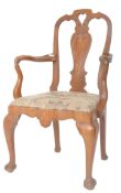 EARLY 19TH CENTURY CARVED WALNUT CARVER ARMCHAIR