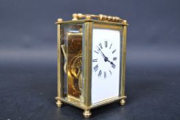 EARLY 20TH CENTURY FRENCH BRASS CARRIAGE CLOCK
