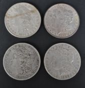FOUR 19TH CENTURY AMERICAN SILVER MORGAN DOLLARS