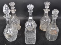 COLLECTION OF 19TH & 20TH CENTURY CUT GLASS DECANTERS