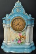 PORCELAIN 8 DAY STAFFORDSHIRE MANTEL CLOCK