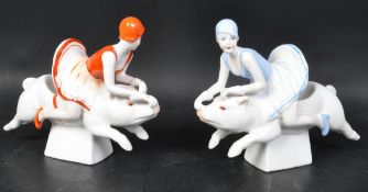 PAIR OF 20TH CENTURY ART DECO STYLE CERAMIC BOOKENDS