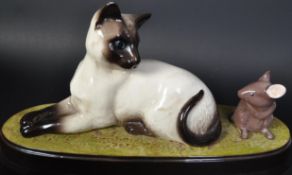 VINTAGE BESWICK BONE CHINA CAT & MOUSE FIGURE
