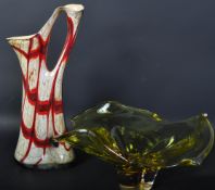 VINTAGE MID CENTURY MURANO STYLE VASE & CENTREPIECE BOWL