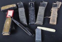 COLLECTION OF 20TH CENTURY CUT THROAT RAZORS, FOUNTAIN PEN