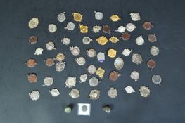 ASSORTMENT OF SILVER PLATED - GILT METAL - COPPER - FOB MEDALS