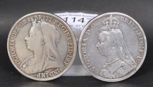 1889 & 1900 QUEEN VICTORIA CROWN COINS - GOOD GRADE