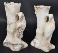 PAIR OF VINTAGE FLAMINGO MARBLE VASES