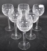 SIX VINTAGE WATERFORD CRYSTAL 'LISMORE' HOCK GLASSES