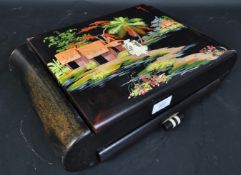 MID CENTURY JAPAPESE BLACK CHINOISERIE JEWELLERY BOX