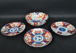 COLLECTION OF FOUR JAPANESE IMARI PLATES & BOWL