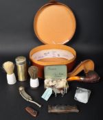 EDWARDIAN LEATHER CASED COLLAR BOX, PIPE, BOSUNS WHISTLE