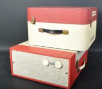 TWO RETRO MID CENTURY PORTABLE RECORD PLAYERS