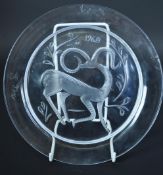 1968 LALIQUE CHRISTMAS PLATE WITH GAZELLE