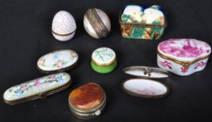 NINE VICTORIAN & LATER PORCELAIN & ENAMEL PILL BOXES
