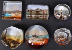 COLLECTION OF SIX GLASS PLACE PAPERWEIGHTS