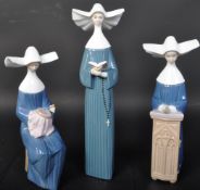 COLLECTION OF THREE VINTAGE LLADRO NUNS