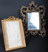 19TH CENTURY GILT METAL PHOTOGRAPH FRAME & MIRROR