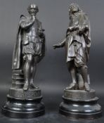 PAIR VICTORIAN MILTON SHAKESPEARE SPELTER FIGURINES