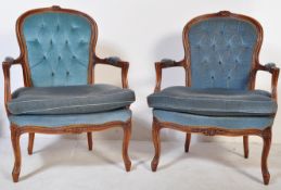 PAIR OF20TH CENTURY FRENCH LOUIS XV FAUTEUIL ARMCHAIRS