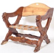 20TH CENTURY SAVONAROLA STYLE CARVED WOOD CHAIR