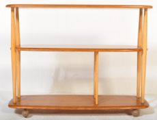 ERCOL - MODEL 361 - MID CENTURY BEECH & ELM TROLLEY BOOKCASE
