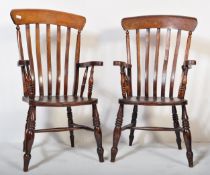 PAIR OF 19TH CENTURY BEECH & ELM WINDSOR ARMCHAIRS
