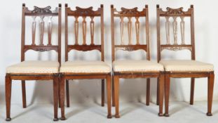 4 VICTORIAN 19TH CENTURY ARTS & CRAFTS OAK DINING CHAIRS
