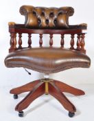VICTORIAN STYLE BROWN LEATHER CAPTAINS OFFICE CHAIR