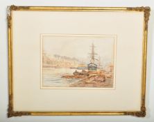 ALFRED EDWARD PARKMAN - WATERCOLOUR DOCK SCENE PAINTING