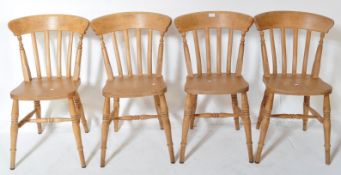 SET OF FOUR COUNTRY PINE WINDSOR DINING CHAIRS