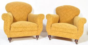 PAIR OF 19TH CENTURY HOWARD & SONS STYLE ARMCHAIRS