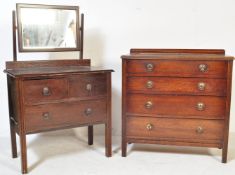1920's OAK JACOBEAN REVIVAL CHEST OF DRAWERS & DRESSER