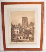 VICTORIAN CHARLES BIRD ETCHING BRISTOL SCENE PRINT